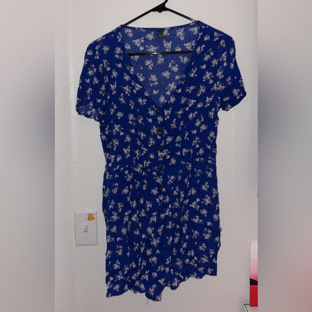 Wild Fable Blue Floral Button-Up romper